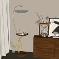 Elegant Floor Lamp With Small Table And Warm Light In Cozy Living Room