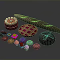 Delicious Assorted Bakery Foods Including Decorated Cake Baguette Lattice Pie Colorful Donuts Cupcakes And Chocolate