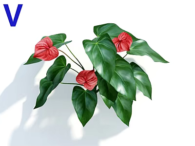 Vibrant Red Blooming Flowers With Lush Green Leaves And Fresh Natural Foliage 3d model