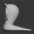 Cute White Cartoon Game Movie Character With Big Black Eyes Smiling Expression And Friendly Face