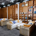 Book Art Interior Design With Wooden Bookshelves Cozy Sofas And Decorative Ladder
