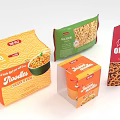 Colorful Food Packages Featuring Noodles Pita Chips Original and Crunchy Biscuits