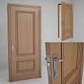 Wooden Swing Door With Classic Panel Design And Metal Handle Lock