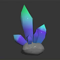 Iridescent Polyhedral Crystal Structure With White Base Pedestal And Black Background Reflection