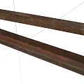 Vintage Rusty Metal Bars With Brown Rusted Surface On White Background 3d model
