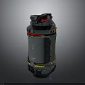 Tactical Explosive Weapon With Metal Casing Red Accents And Yellow Warning Stripes 3d model