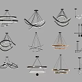 Modern Chandeliers Featuring Various Creative Shapes And Unique Designs For Interior Decor 3d model