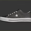 Gray Suede Casual Shoes With White Laces White Sole And Star Logo Design