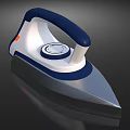 Modern Electric Iron With Blue Handle White Body Silver Soleplate And Control Dial