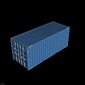 Blue Shipping Container Featuring Metal Structure Double Doors And Yellow Markers