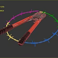 Red and Black Bolt Cutter Hardware Tool with Barbed Wire for Cutting Applications 3d model