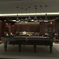 Modern recreation room negative first floor billiard area 3d model