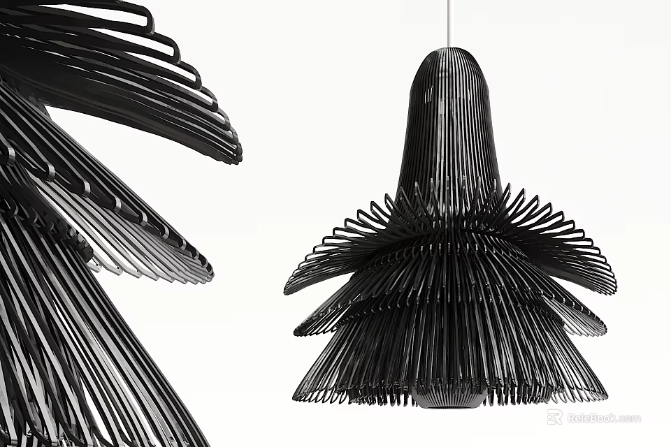 Modern Black Chandelier with Artistic Multi Layered Contemporary Design Structure 3d model