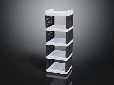White and Black Multi Tier Storage Shelf with Perforated Shelves Modern Design for Home Organization 3d model