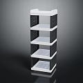 White and Black Multi Tier Storage Shelf with Perforated Shelves Modern Design for Home Organization