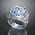 Fashionable Silver Men's Ring With Intricate Engraved Design And Decorative Band