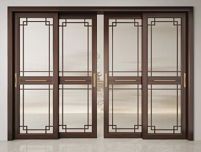 New Chinese-style sliding door 3d model