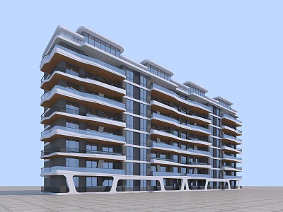 Modern Multi Storey Residential Building With Balconies And Contemporary Exterior Design 3d model