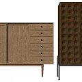Modern Wooden Decorative Cabinets With Drawers Knob Details And Metal Legs Design