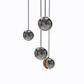 Modern Silver Spherical Pendant Lights With Black Hanging Cords Minimalist Design