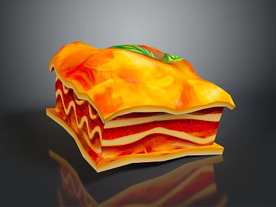 Delicious Homemade Lasagna With Layers Of Cheese Tomato Sauce And Fresh Basil 3d model