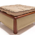 Comfortable Lazy Sofa with Beige Cushion Wooden Frame and Woven Sides Design