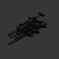 Four Black Tactical Rifles With Long Barrels Scopes And Magazines