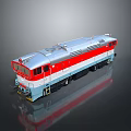 Classic Silver Red White Train Locomotive 3D Model With Smooth Reflective Surface 3d model