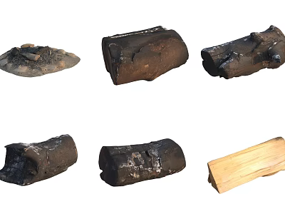 Natural Stone and Wood Logs With Various Textures For Decorative Use 3d model