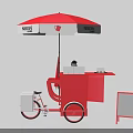Mobile Red Tricycle Utility Cart With White Storage Box And Signboard