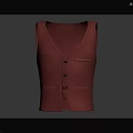 Red Wool Vest With Button Front And Slim Fit Design Featuring Front Pocket 3d model
