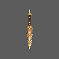 Ornate Decorative Sword With Gold Red Accents And Intricate Pattern Design