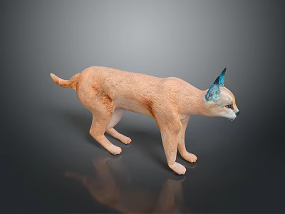 Decorative Animal Sculpture Brown Body With Blue Ears Glossy Surface And Reflection 3d model