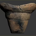 Ancient Cracked Clay Vessel With Wide Rim Conical Base And Textured Surface 3d model