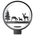 Decorative Wall Lamp with Silhouette Design Featuring Pine Tree and Deer Family