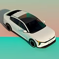 White Electric Car With Modern Sleek Body Distinctive Headlights And Black Wheels