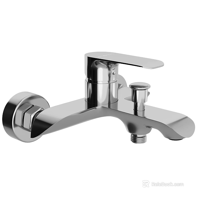 Modern Stainless Steel Wall Mounted Faucet With Single Handle Sleek Modern Design 3d model 
