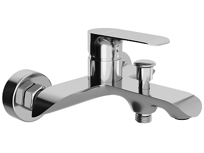 Modern Stainless Steel Wall Mounted Faucet With Single Handle Sleek Modern Design 3d model