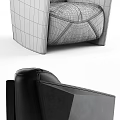Black Leather Single Sofa With Modern Stitched Design And Comfortable Seating 3d model