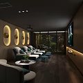 SPA Sauna Modern Interior With Comfortable Lounge Seats Wooden Decor And Natural View