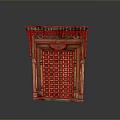 Traditional Wooden Carved Decorative Panel With Intricate Lattice Design And Ornate Top