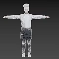 Man In Chef Uniform With White Hat Standing With Arms Outstretched 3d model