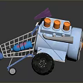 Maxima Shopping Cart Filled With Household Items And Large Wheels Design
