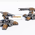 Mechanical Turrets Featuring Metal Structure Brown Gray Color Base With Support Legs And Long Barrels