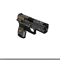 Desert Eagle Pistol With Intricate Engraved Patterns Golden Grip Accents And Black Metallic Finish