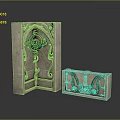 Classical Architectural Ornate Stone Decorative Panels With Green Ornaments