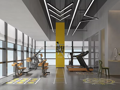 Modern Gym Interior With Various Fitness Equipment And Bright Space 3d model