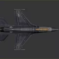 Fighter Jet Model With Gray Body Orange Canopy And Tail Fin Emblem