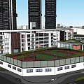 Modern Urban Residential Community With High Rise Buildings Green Space Playground And Waterway