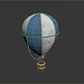 Blue And White Striped Hot Air Balloon With Vintage Basket Design